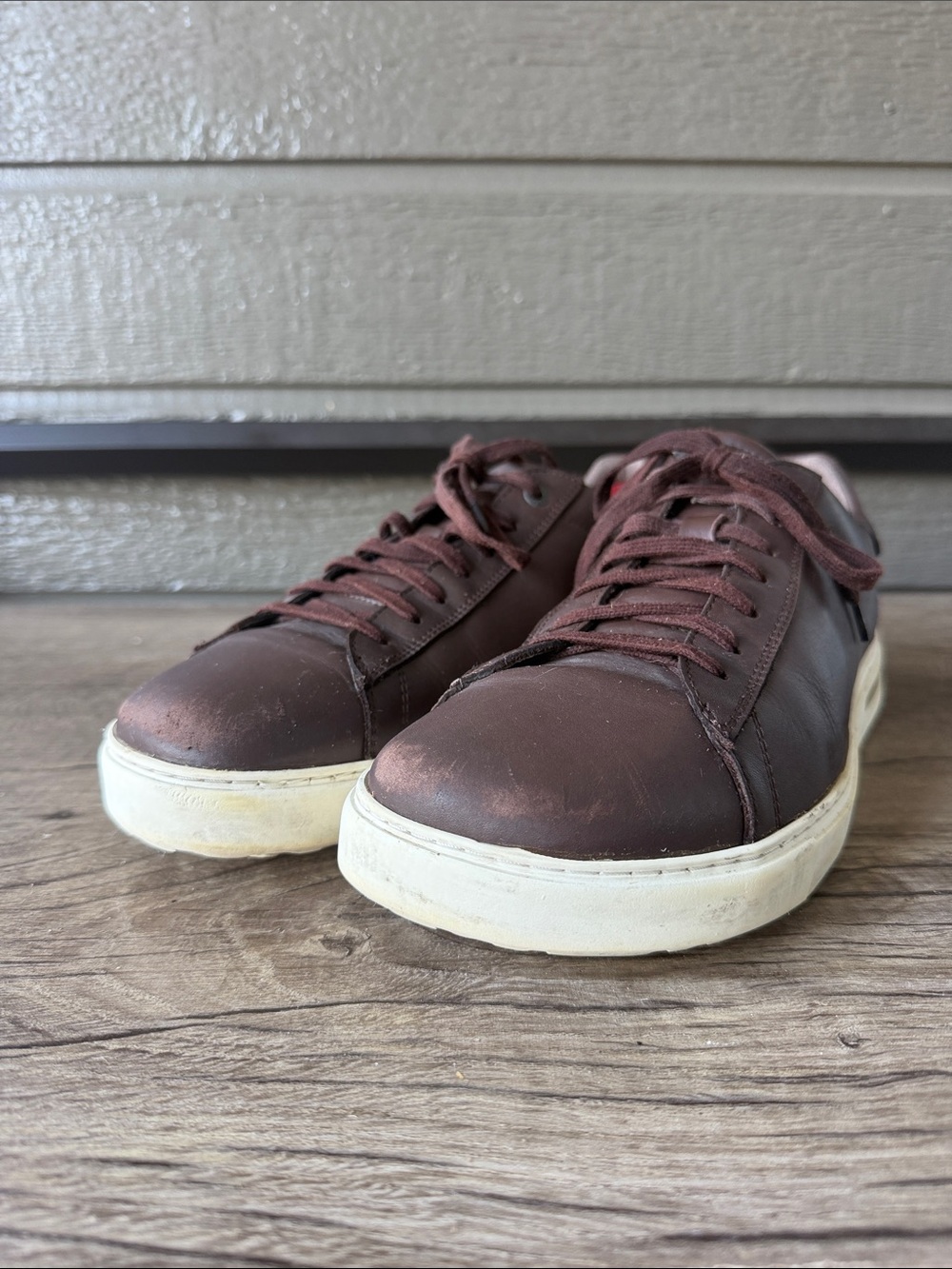 Birkenstock Men's Leather Sneakers - Dark Brown with White Sole size 44